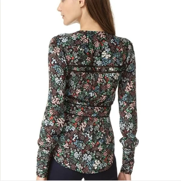 Veronica Beard Silk Ripley Ruched Boho Blouse - Picture 6 of 8